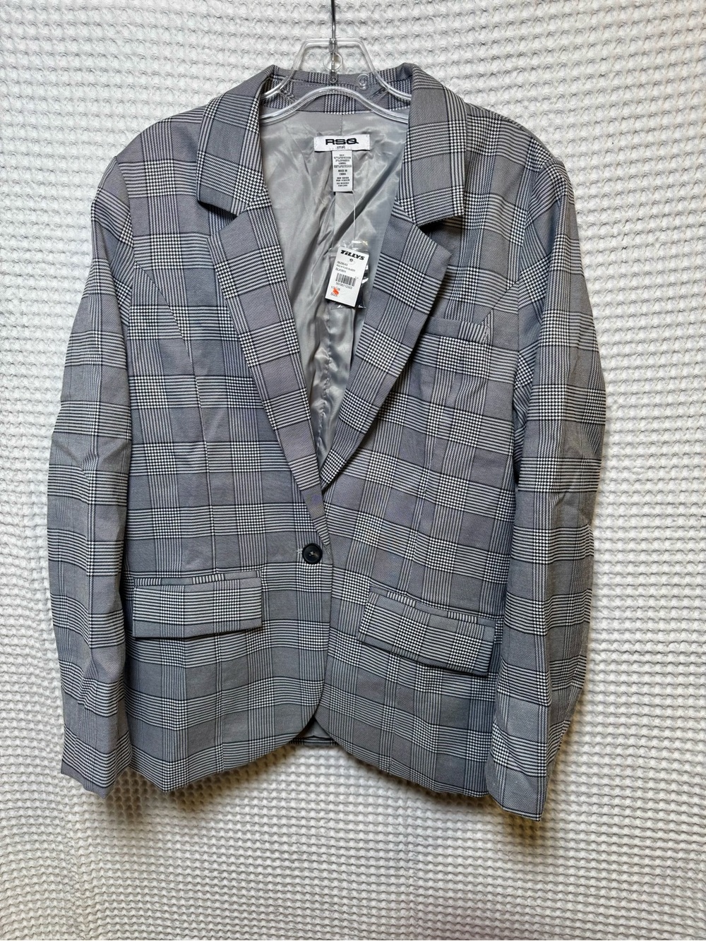 NWT Women’s Size Small Glen Plaid Single Button Lined Blazer Jacket